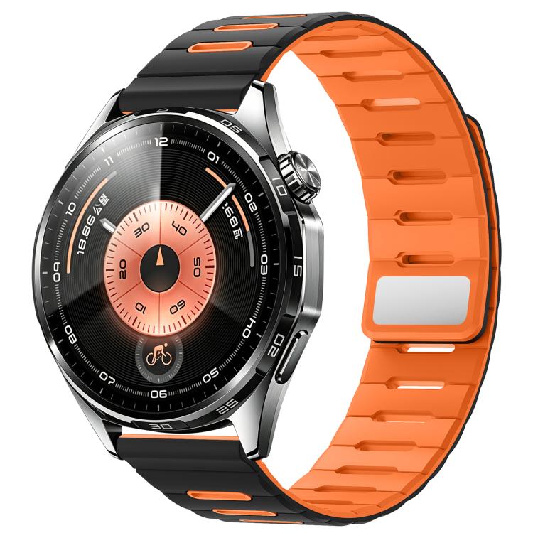 Horizontal Stripes Two Color Magnetic Silicone Watch Band, 22mm