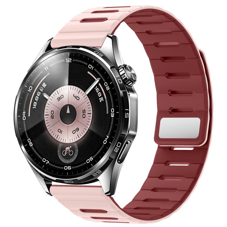 Horizontal Stripes Two Color Magnetic Silicone Watch Band, 22mm