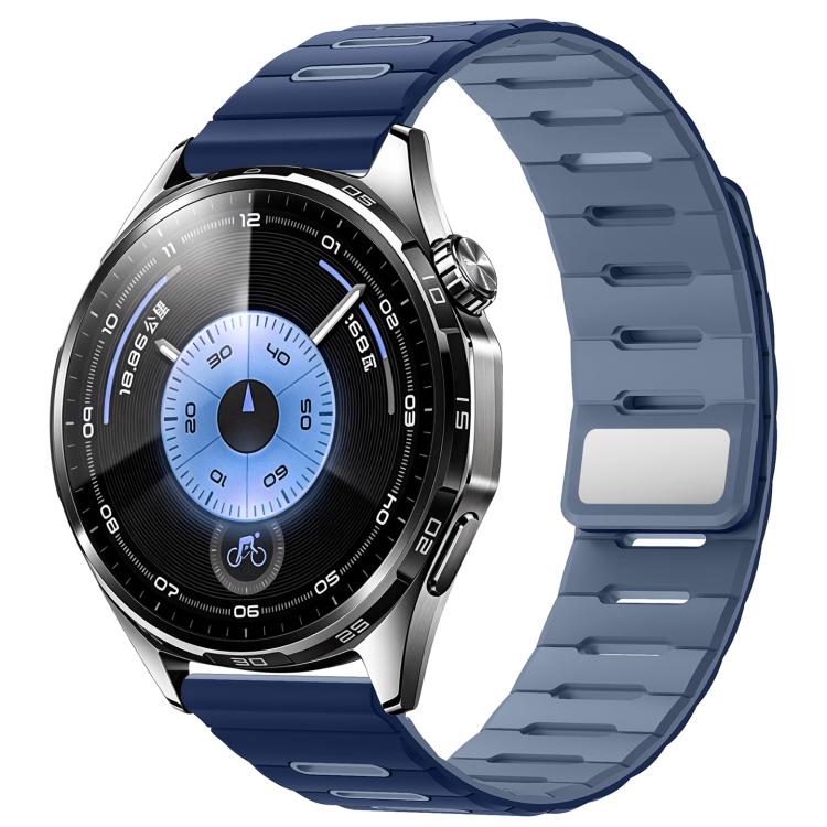 Horizontal Stripes Two Color Magnetic Silicone Watch Band, 22mm
