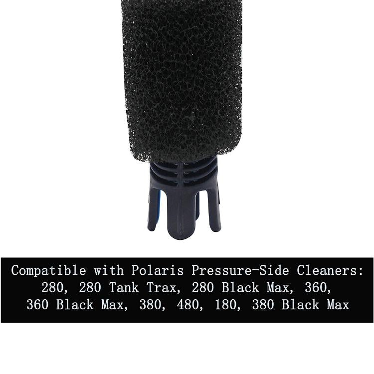 Tall black foam scrubber brush with blue mounting base for Polaris pressure-side cleaner