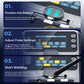 Spot welder during setup steps with battery clamp, control screen, and welding pen tip