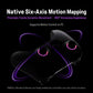 Black gamepad with glowing circular motion indicators around the controller