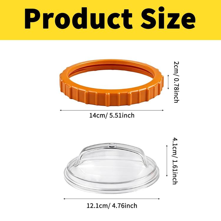 Orange plastic nut and clear cover for round sand filter openings