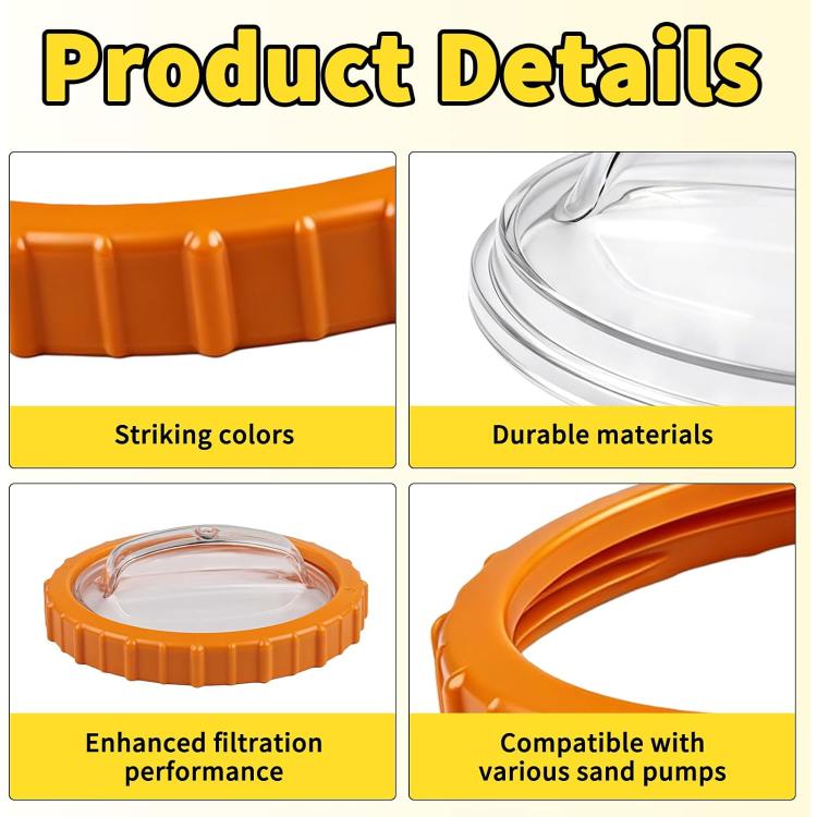 Orange nut ring with clear transparent cover for sand filtration
