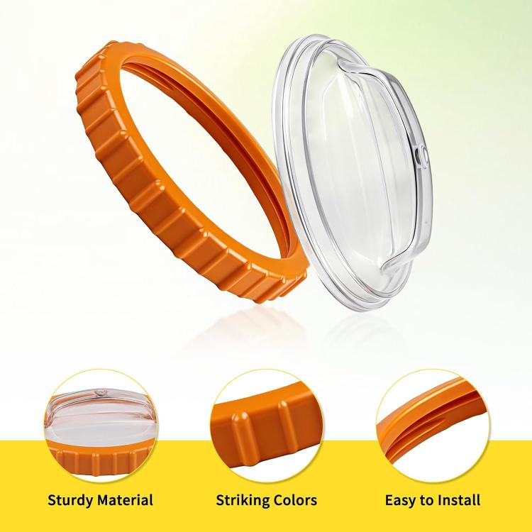 Orange snap ring with clear sand filter cover, side view