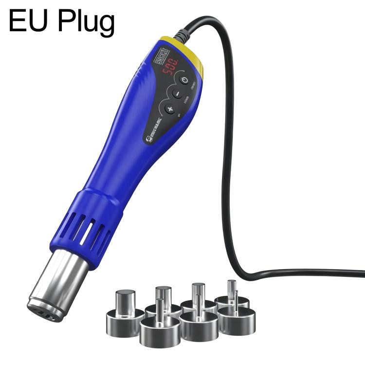 MECHANIC hot air gun with digital display, blue handle, metal nozzle, EU plug