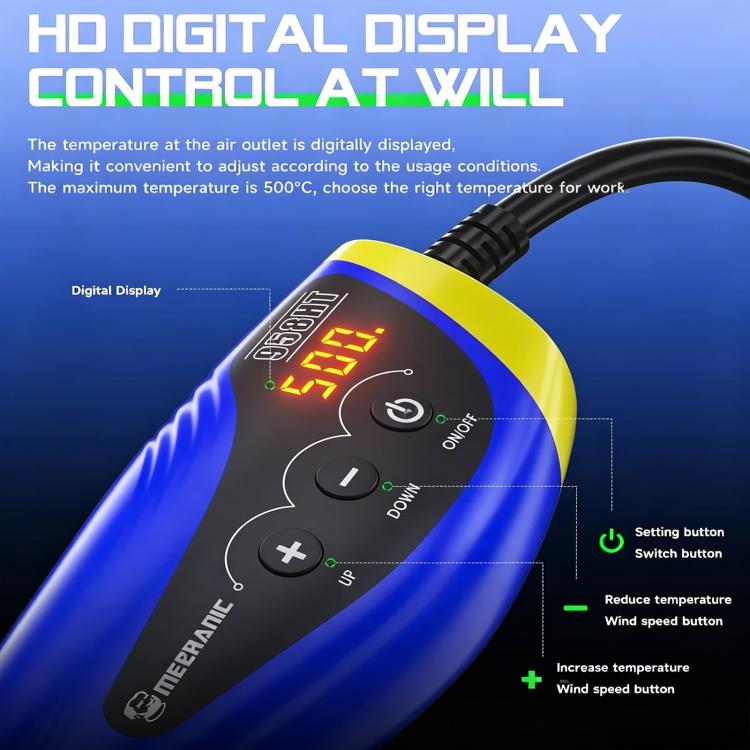 MECHANIC hot air gun handle with HD digital display and control buttons