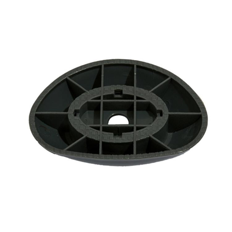 Black plastic pool base support foot viewed from underneath, with molded support ribs.