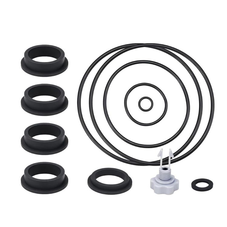 Air release valve ring washer set with black rubber gaskets, o-rings, and valve stem