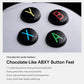 Set of colored ABXY buttons on a white mobile game controller face