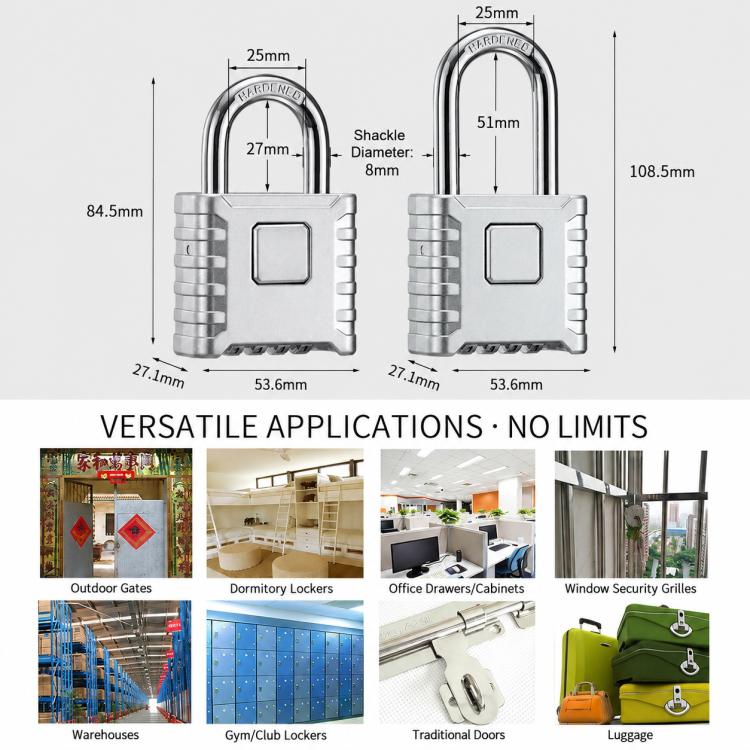 All-Metal Combination Padlock Heavy-Duty Lock for Warehouse & Garden Gate