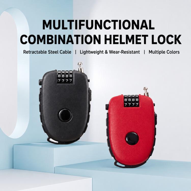Dual-color helmet lock set: black and red with 4-digit combination dials
