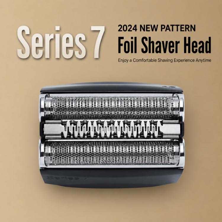 Braun Series 7 foil shaver head, silver dual foils with center trimmer blade