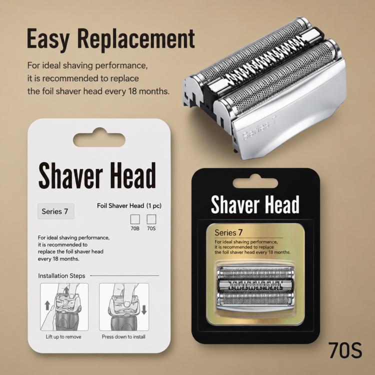 Braun Series 7 shaver head replacement blister, foil unit with trimmer blade