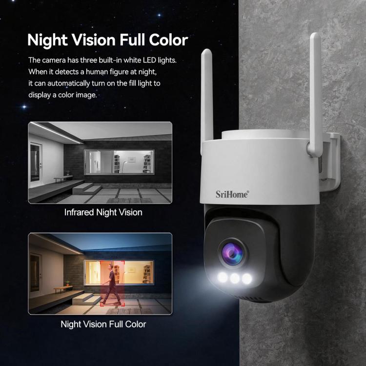 SriHome SH056 3MP Outdoor AI Auto-Tracking Wireless WiFi Security Camera, EU Plug, US Plug, UK Plug, AU Plug
