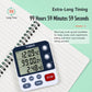 Dual countdown timer clock with long-timer display, white base and dark blue housing