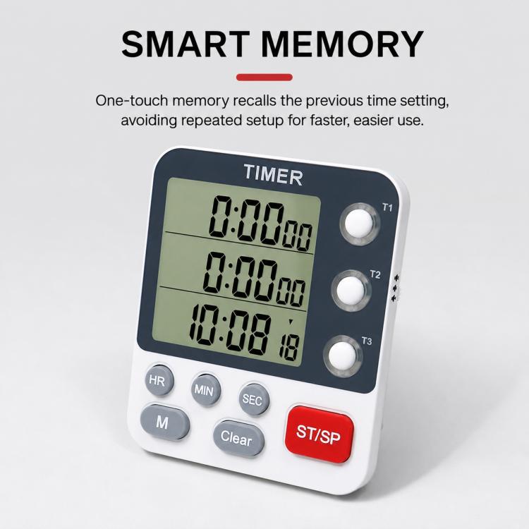 YS-318 Three-Group Countdown Kitchen Timer with Mute & Flashing Light Alert, YS-318
