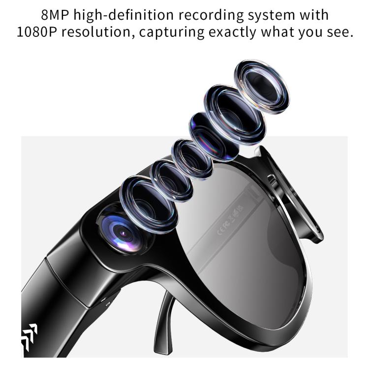 CY03MAX 8MP AI Smart Camera Glasses with Photochromic Lenses & Charging Case, CY03MAX