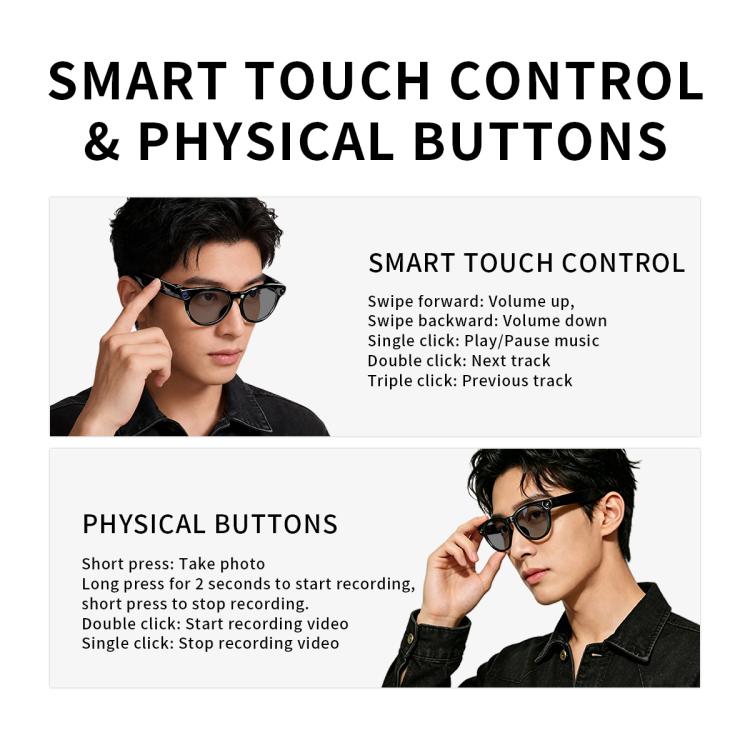 CY05MAX 8MP AI Smart Camera Glasses with Photochromic Lenses & Charging Case, CY05MAX
