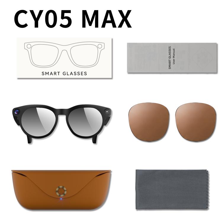 CY05MAX 8MP AI Smart Camera Glasses with Photochromic Lenses & Charging Case, CY05MAX