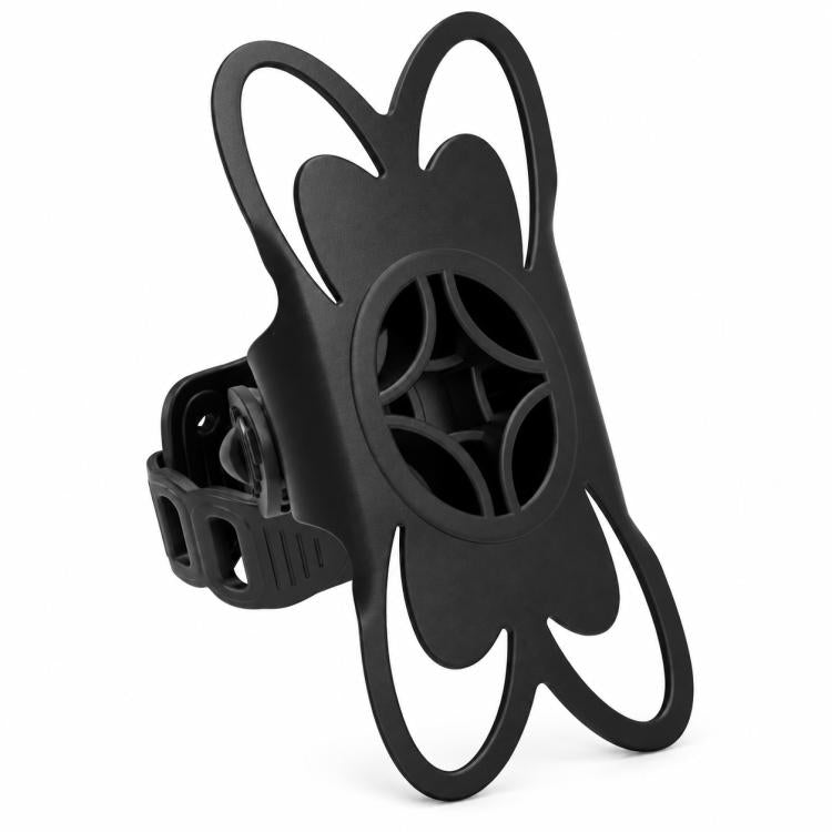 Black silicone phone mount with flower-like base and flexible phone holder