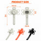 Light gray silicone phone mount size diagram with flower base and spring strap