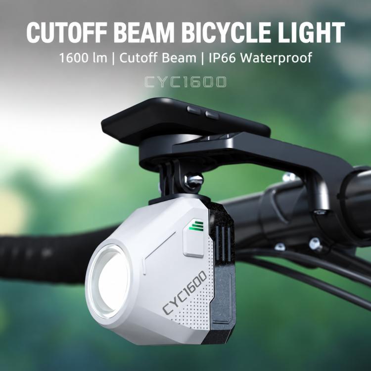 Cutoff beam bike light mounted on handlebars with wireless remote controller