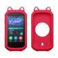 Red silicone cat-ear case cover for a bike GPS, with screen window and open mount