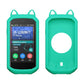 Teal green silicone cat-ear case cover for a bike GPS, with screen window and open mount
