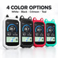Set of four silicone cat-ear GPS covers in white, black, crimson, and teal green