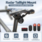 Bike saddle-mounted radar tail light bracket with clamp and mounting plate