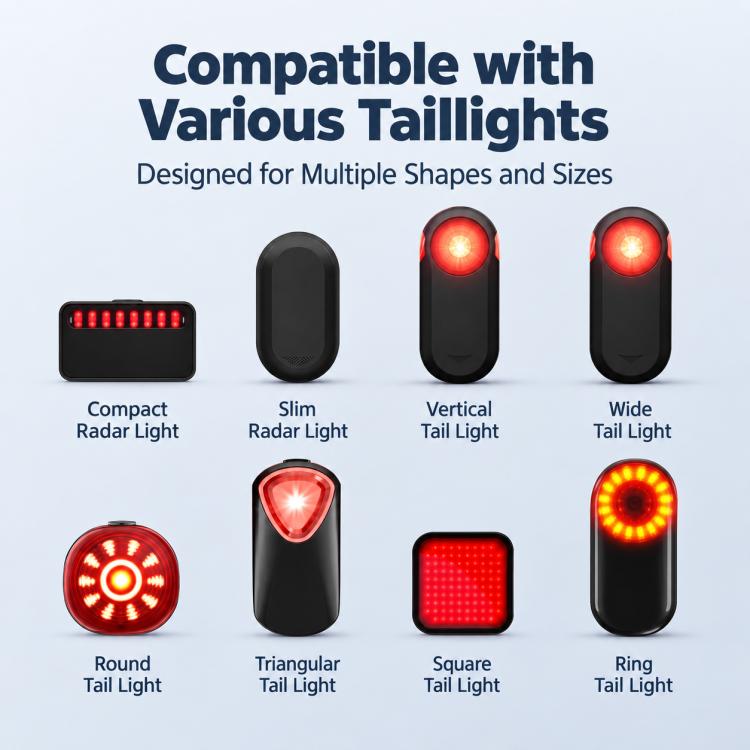 Universal radar tail light mount compatible with multiple tail light shapes