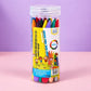 Set of 24 triangular plastic crayons in clear jar, assorted colors