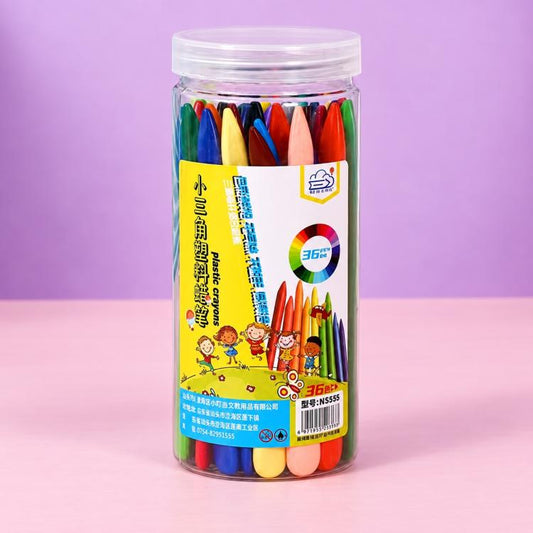 Children Washable Color Crayons Triangular Plastic Crayons, 12 Colors, 24 Colors, 36 Colors