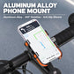 Aluminum alloy bicycle phone mount with orange accents and adjustable handlebar clamp