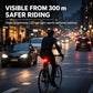 Bicycle tail light with red LED lit on rear seatpost mount