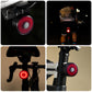 Bike tail light mounted on bike with red LED ring glow