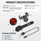 Bike tail light kit with red lens, mounts, and USB charging cable