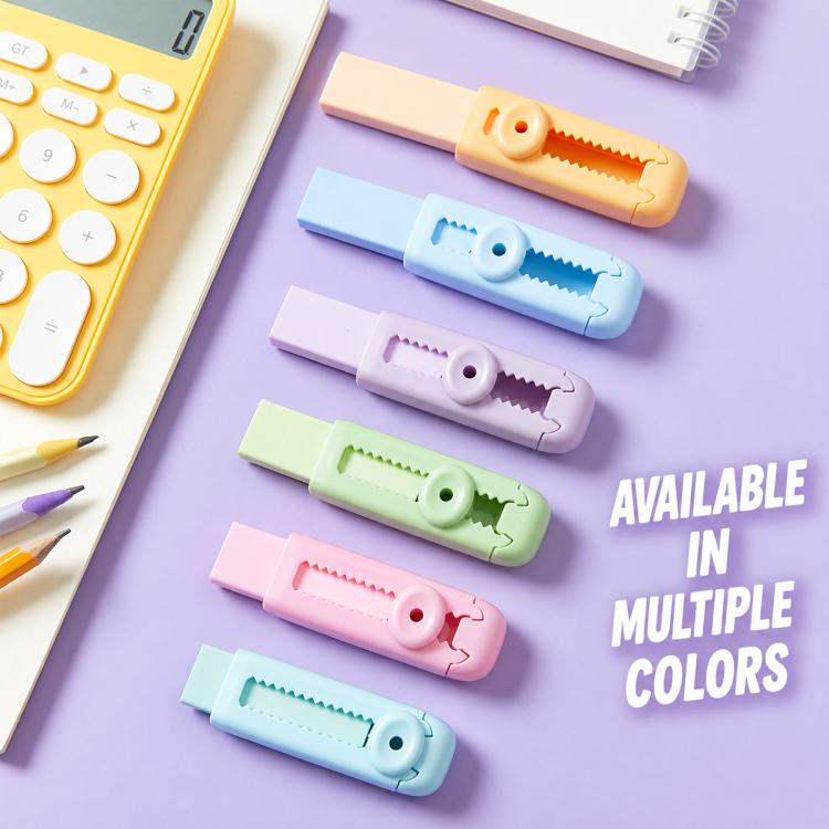 Macaron-Style Sliding Eraser with Refillable Soft Eraser