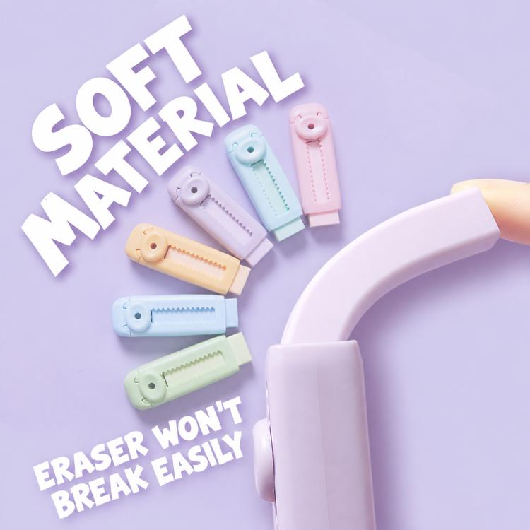 Macaron-Style Sliding Eraser with Refillable Soft Eraser