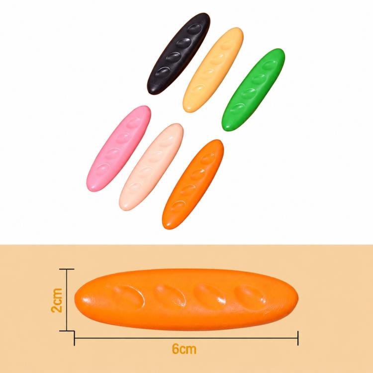 Plastic crayons set and size view: oval ridged crayon pieces with length measurement
