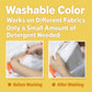 Washable plastic crayon concept with fabric swatch photos and colorful oval crayons