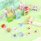 Kids cartoon eraser pack with animal blocks and cuttable small pieces