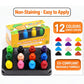 Carrot crayon set box with 12 colors and a lineup of colored crayons