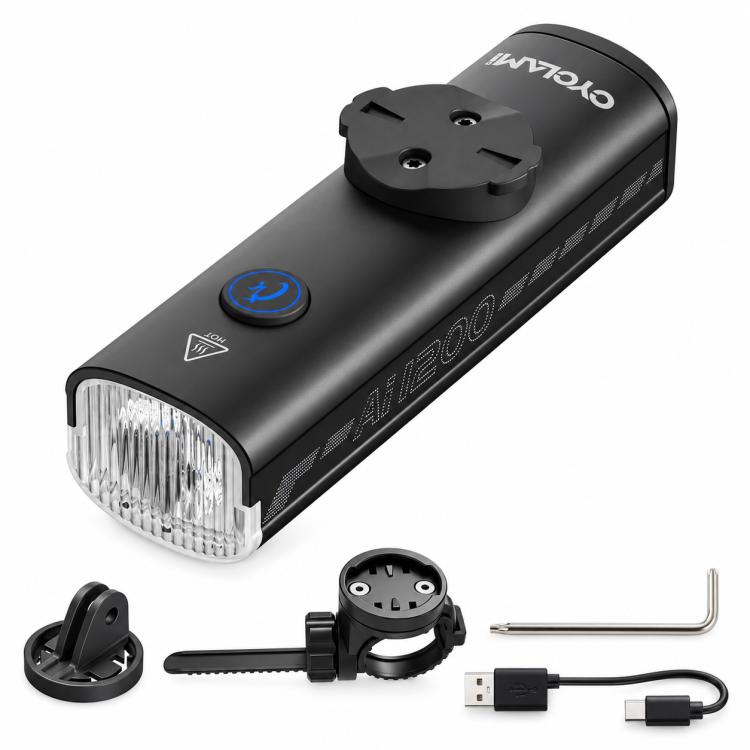 CYCLAMi AI1200 Waterproof Bicycle Front Light Bright Flashlight for Night Riding, AI1200