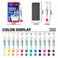 12-color crayon color display with box and tube size measurements