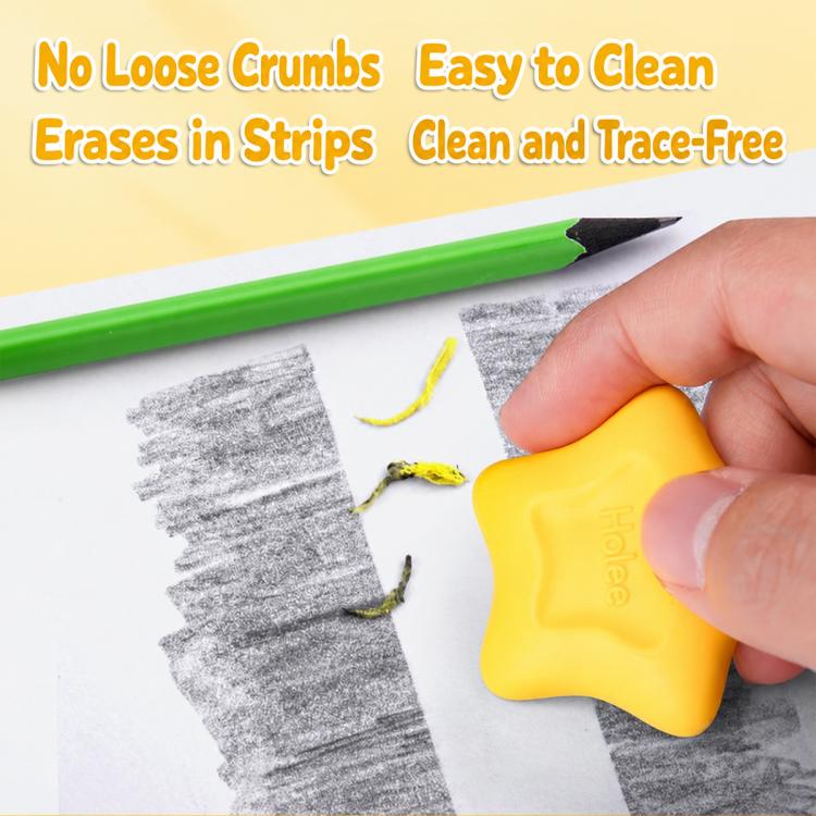 Holee Y-1021 4 PCS/Box  Anti-Loss Design Star-Shaped Erasers with Lanyard