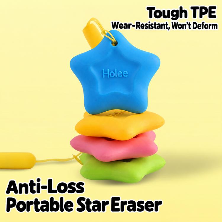 Holee Y-1021 4 PCS/Box  Anti-Loss Design Star-Shaped Erasers with Lanyard