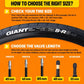 CYCLAMi TPU inner tube size guide showing tire size and valve length options