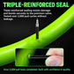 Green TPU inner tube with Presta valve and close-up of reinforced seal area